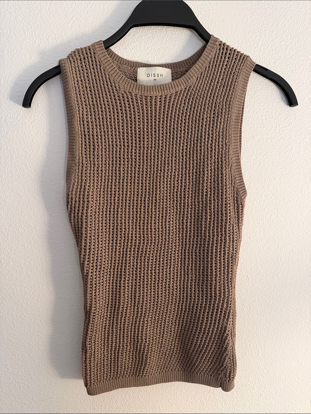 DISSH Taupe Ribbed Knit Sleeveless Tank